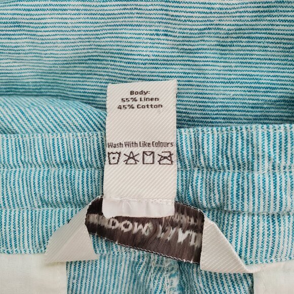 Freedom Trail by Kyodan Women's Pants Wide Leg Ankle Linen Blend Teal Stripe - Picture 11 of 11